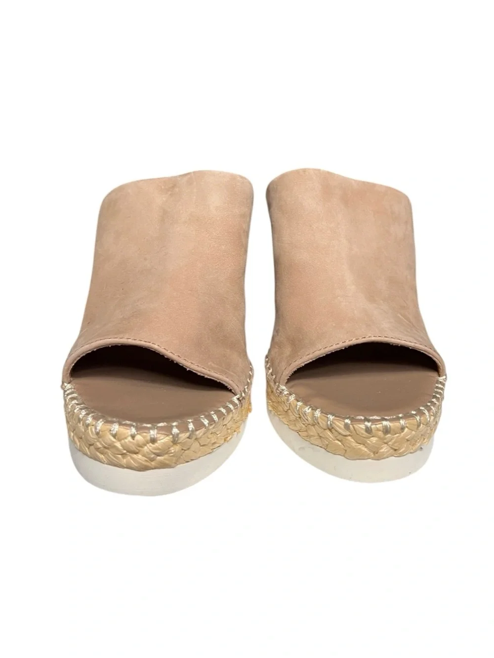 🌻NEW Vince Camuto Brissia Wedge Mules – Tan/Tortilla Nubuck Espadrille size 8.5